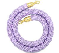 Queue Rope Barrier with Metal Hooks, Braided Barrier Rope for Queue Divider, Rope Safety Barrier 1/2/4M Crowd Control Stanchion Rope 2-13Ft, Twisted Ropes(Bright Purple,1m/3.3ft)