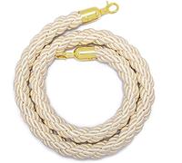 Queue Rope Barrier with Metal Hooks, Braided Barrier Rope for Queue Divider, Rope Safety Barrier 1/2/4M Crowd Control Stanchion Rope 2-13Ft, Twisted Ropes(Cream,1m/3.3ft)