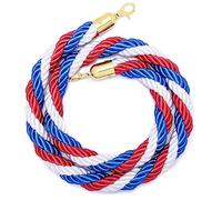 Queue Rope Barrier with Metal Hooks, Braided Barrier Rope for Queue Divider, Rope Safety Barrier 1/2/4M Crowd Control Stanchion Rope 2-13Ft, Twisted Ropes(Red/blue,2m/6.6ft)