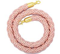 Queue Rope Barrier with Metal Hooks, Braided Barrier Rope for Queue Divider, Rope Safety Barrier 1/2/4M Crowd Control Stanchion Rope 2-13Ft, Twisted Ropes(Pink,2m/6.6ft)