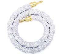 Queue Rope Barrier with Metal Hooks, Braided Barrier Rope for Queue Divider, Rope Safety Barrier 1/2/4M Crowd Control Stanchion Rope 2-13Ft, Twisted Ropes(White,3m/9.8ft)