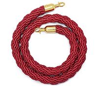 Queue Rope Barrier with Metal Hooks, Braided Barrier Rope for Queue Divider, Rope Safety Barrier 1/2/4M Crowd Control Stanchion Rope 2-13Ft, Twisted Ropes(Red,1m/3.3ft)