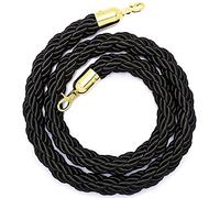 Queue Rope Barrier with Metal Hooks, Braided Barrier Rope for Queue Divider, Rope Safety Barrier 1/2/4M Crowd Control Stanchion Rope 2-13Ft, Twisted Ropes(Black,1m/3.3ft)