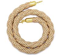 Queue Rope Barrier with Metal Hooks, Braided Barrier Rope for Queue Divider, Rope Safety Barrier 1/2/4M Crowd Control Stanchion Rope 2-13Ft, Twisted Ropes(Khaki Gold,2m/6.6ft)