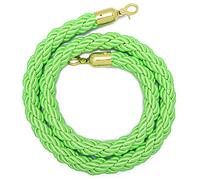 Queue Rope Barrier with Metal Hooks, Braided Barrier Rope for Queue Divider, Rope Safety Barrier 1/2/4M Crowd Control Stanchion Rope 2-13Ft, Twisted Ropes(Yellow Green,1.5m/5ft)