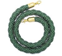 Queue Rope Barrier with Metal Hooks, Braided Barrier Rope for Queue Divider, Rope Safety Barrier 1/2/4M Crowd Control Stanchion Rope 2-13Ft, Twisted Ropes(Dark Green,2.5m/8.2ft)