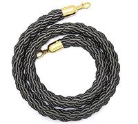 Queue Rope Barrier with Metal Hooks, Braided Barrier Rope for Queue Divider, Rope Safety Barrier 1/2/4M Crowd Control Stanchion Rope 2-13Ft, Twisted Ropes(Deep Grey,2.5m/8.2ft)