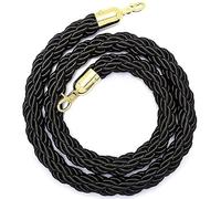 Queue Rope Barrier With Metal Hooks, Braided For Divider, Safety 1/2/4M Crowd Control Stanchion 2-13Ft, Twisted Ropes(Black,4.0m/13ft)