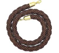 Queue Rope Barrier With Metal Hooks, Braided For Divider, Safety 1/2/4M Crowd Control Stanchion 2-13Ft, Twisted Ropes(Brown,1.5m/5ft)