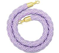 Queue Rope Barrier With Metal Hooks, Braided For Divider, Safety 1/2/4M Crowd Control Stanchion 2-13Ft, Twisted Ropes(Purple,1.5m/5ft)