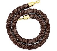 Queue Rope Barrier with Metal Hooks Braided Safety Rope for Crowd Control Stanchion 1-4M Adjustable Queue Divider Twisted Brown Rope (3m/9.8ft) for Event Management