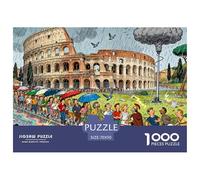 Queuing at The Colosseum Wooden Jigsaw Puzzle Waterproof 1000 Piece Puzzles for Adults Fun Challenging Games