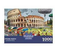 Queuing at The Colosseum Wooden Jigsaw Puzzle Waterproof 1000 Piece Puzzles for Adults Gifts Impossible Challenging Games