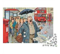 Queuing for The Bus in The Rain Wooden Jigsaw Puzzle Waterproof 1000 Piece Puzzles for Adults Gifts Impossible Challenging Games