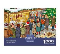Queuing in The Christmas Market Wooden Jigsaw Puzzle Waterproof 1000 Piece Puzzles for Adults Colourful Home Decoration