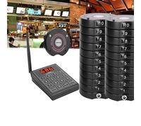 Queuing Wireless Calling System, Restaurant Pager System, 1Pcs 999 Channels Calling Keypad + 10/20/30 Pcs Coasters, 3 Calling Modes(Vibration, Buzzer + Flash),20pcs