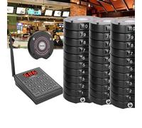 Queuing Wireless Calling System, Restaurant Pager System, 1Pcs 999 Channels Calling Keypad + 10/20/30 Pcs Coasters, 3 Calling Modes(Vibration, Buzzer + Flash),30pcs