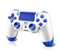 Quevati Wireless Controller für PS-4, Wireless Controller für Pro/Slim/PC, Bluetooth-Gamepad-Joystick mit Dual-Vibration, Touchpanel, 3,5-mm-Audiobuchse, sechs Achsen, verbesserte Ergonomie (blau)