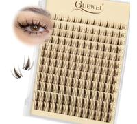 QUEWEL Brown Cluster Lashes Manga Lashes Cluster, 144PCS C Curve Fairy Clusters Eyelash Extensions 10-18MM Mixed Individual Eyelashes with Invisible Lash Band DIY at Home (brown)