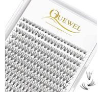 QUEWEL Cluster Lashes 240Pcs Individual Eyelash Extensions 0.10D Curl 10D Mix8-14mm DIY Natural Look at Home