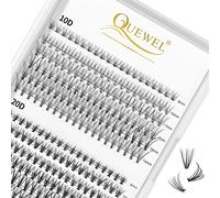QUEWEL Cluster Lashes 240Pcs Individual Eyelash Extensions 10D+20D C Curl Mix8-14mm Natural Look DIY at Home