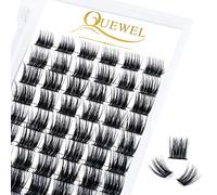 QUEWEL Cluster Lashes 72 Pcs Wide Stem Individual Lashes C/D Curl 8-16mm Length DIY Eyelash Extension False Eyelashes Soft for Personal Makeup Use at Home (Lovely02-C-MIX8-16)