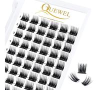 QUEWEL Cluster Lashes 72 Pcs Wide Stem Individual Lashes C/D Curl 8-16mm Length DIY Eyelash Extension False Eyelashes Soft for Personal Makeup Use at Home (Lovely02-D-12)