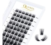 QUEWEL Cluster Lashes 72 Pcs Wide Stem Individual Lashes C/D Curl 8-16mm Length DIY Eyelash Extension False Eyelashes Soft for Personal Makeup Use at Home (natural02-D-MIX8-16)
