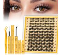 QUEWEL Cluster-Lashes Kit, Manga Lashes Individual Cluster Kit 10-18mm Lash Clusters 120Pcs with Bond and Seal for Cute Eye Make Up(Cutey-Kit)