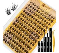 QUEWEL Cluster-Lashes-Kit, Natural Lash Clusters with Lash Bond and Seal and Lash Tweezer, Wispy Individual Eyelashes Easy to use DIY at Home (FD-YX-B-4）