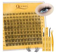 QUEWEL Cluster-Lashes Natural Look, D Curl Reusable Eyelash Extension Kit