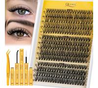 QUEWEL Clusters-Lashes Kit 30+40+50D Lash Clusters Mixed 10-16mm, D Curl Eyelashes-Individual Kit with Waterproof Lash Bond and Seal, and Lash Tweezer DIY at Home for Beginner(30D+40D+50D-KIT)