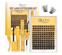 QUEWEL DIY Lash Extension Kit 144 Pcs, Lash-Clusters Bond and Seal Waterproof, Eyelash Clusters Applicator Tool with Cluster-Lashes Glue Remover for Natural Look DIY At Home(QD-H01-kit)