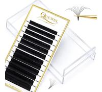 Quewel Easy Fan Russian Volume Lash Extensions 0.07 D Curl 14mm Reusable Box Self Fanning Automatic Blooming Eyelashes (0.07-D-14)