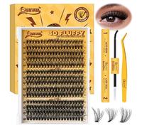 QUEWEL Fluffy Cluster-Lashes Kit 30D+40D+50D Individual-Lashes Kit 280 Pcs Mix10-16mm D Curl Fluffy Lash Clusters with Bond and Seal DIY Lash Extension at Home(Fluffy-30D+40D+50D-KIT-1)