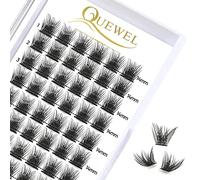 QUEWEL Individual Eyelashes 72 Pcs DIY Cluster Lashes D Curl 14mm Mega Matte Lash Volume False Eyelashes Soft & Light For Home Use(Flufy-D-14mm)