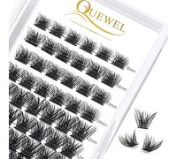 QUEWEL Individual Eyelashes 72 Pcs DIY Cluster Lashes D Curl MIX8-16mm Mega Matte Lash Volume False Eyelashes Soft & Light For Home Use(Flufy-D-MIX8-16mm)