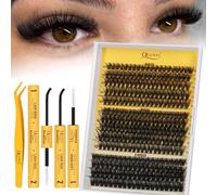 QUEWEL Individual Eyelashes Kit 60+80+100D Clusters Lashes Kit, Eyelash Cluster DIY Lash Extension kit Mix 10-16mm, Individual Cluster with Bond and Seal (60D+80D+100D-KIT)