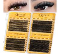 QUEWEL Individual-Eyelashes Wispy Cluster lashes D Curl Individual Lashes Natural Look, 450pcs Eyelash clusters DIY Lash Extensions for Beginners, Easy to Use at Home (60D+80D+100D+150D)