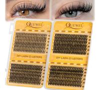 QUEWEL Individual-Eyelashes Wispy Cluster lashes D Curl Individual Lashes Natural Look, 480pcs Eyelash clusters DIY Lash Extensions for Beginners, Easy to Use at Home (30D+40D+50D+60D)