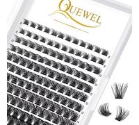QUEWEL Individual Lashes 144 Pcs DIY Cluster Lashes Wide Stem Individual Eyelashes D Curl MIX8-16mm Eyelashes Cluster Volume False Eyelashes Soft & Light For Home Use(Mega-D-MIX8-16)