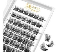QUEWEL Lash Clusters 72 Pcs Wide Stem Cluster Lashes Mix8-16mm DIY Eyelash Extension Individual False Eyelashes Soft & Do Not Break for Personal Makeup Use at Home(QUH-S019-Mix8-16mm)