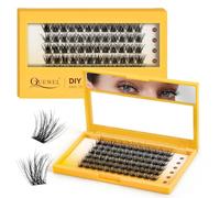 QUEWEL Lash Clusters 72Pcs Eyelash Clusters 14mm 3D DIY Lash Extensions Soft and Fluffy Cluster Lashes Easily Create Natural Effects At Home(LTM01-14mm)
