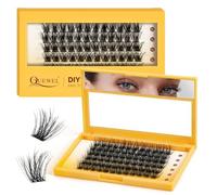 QUEWEL Lash Clusters 72Pcs Eyelash Clusters 16mm 3D DIY Lash Extensions Soft and Fluffy Cluster Lashes Easily Create Natural Effects At Home(LTM01-16mm)