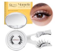 QUEWEL Magnetic-Eyelashes with Applicator, 1 Pair Reusable Magnetic Lashes Natural Look Easy to Wear and Remove, No Glue Needed and Instructions (Magnetics-kit-style I)