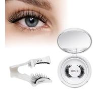 QUEWEL Magnetic-Eyelashes with Applicator, 1 Pair Reusable Magnetic-Lashes Natural Look, No Glue Needed False Eyelashes Magnetics, Easy to Apply and Remove (B12)