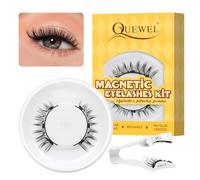 QUEWEL Magnetic-Eyelashes with Applicator, 1 Pair Reusable Magnetic-Lashes Natural Look, No Glue Needed False Eyelashes Kit, Easy to Wear and Remove (DT-Magnetics Eyelash Kit-N)