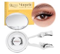 QUEWEL Magnetic-Eyelashes with Applicator, 1 Pair Reusable Magnetic Lashes Natural Look, No Glue Needed Eyelashes, Easy to Wear and Remove (Magnetics Eyelash Kit style J)