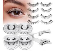 QUEWEL Magnetic-Eyelashes with Applicator, 4 Pairs Natural Look Magnetic-Lashes with Applicator, Reusable False Eyelashes No Need Lash Glue, Easy to Apply and Remove (4pairs-CX-C)