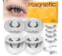 QUEWEL Magnetic-Eyelashes with Applicator, Natural Look Magnetic-Lashes with Applicator, Reusable False Eyelashes No Need Lash Glue, Easy to Apply and Remove (4pairs-DJ-CX-D-new)